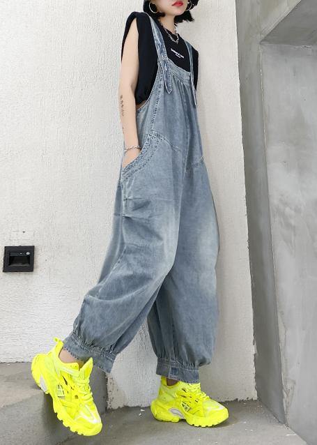 Denim blue overalls new summer thin casual one-piece pants - SooLinen