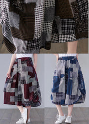 Diy Chocolate Plaid lantern Pants Summer Cotton Linen - SooLinen