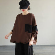 Diy Chocolate cotton Top silhouette Patchwork silhouette Spring top - SooLinen