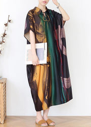 Diy Green Print tie Mid Summer Chiffon Dress - SooLinen