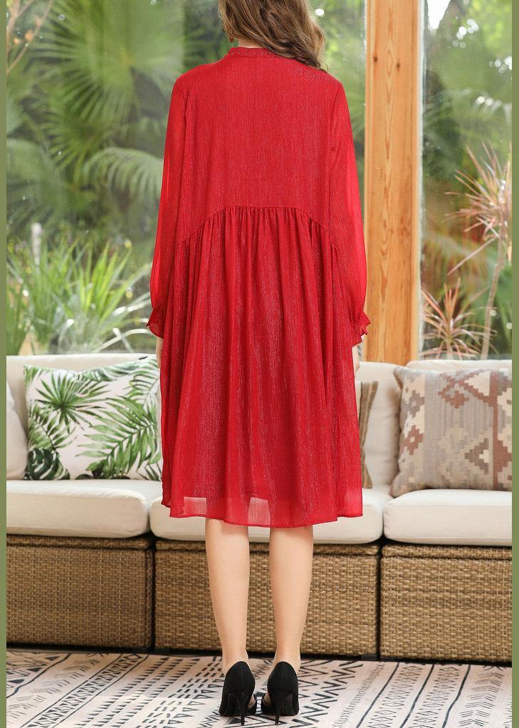 Diy Red Bow Chiffon Ruffled Summer Maxi Dresses - SooLinen