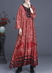 Diy Red Print Oriental asymmetrical design Dresses Summer Spring - SooLinen