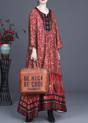 Diy Red Print Oriental asymmetrical design Dresses Summer Spring - SooLinen