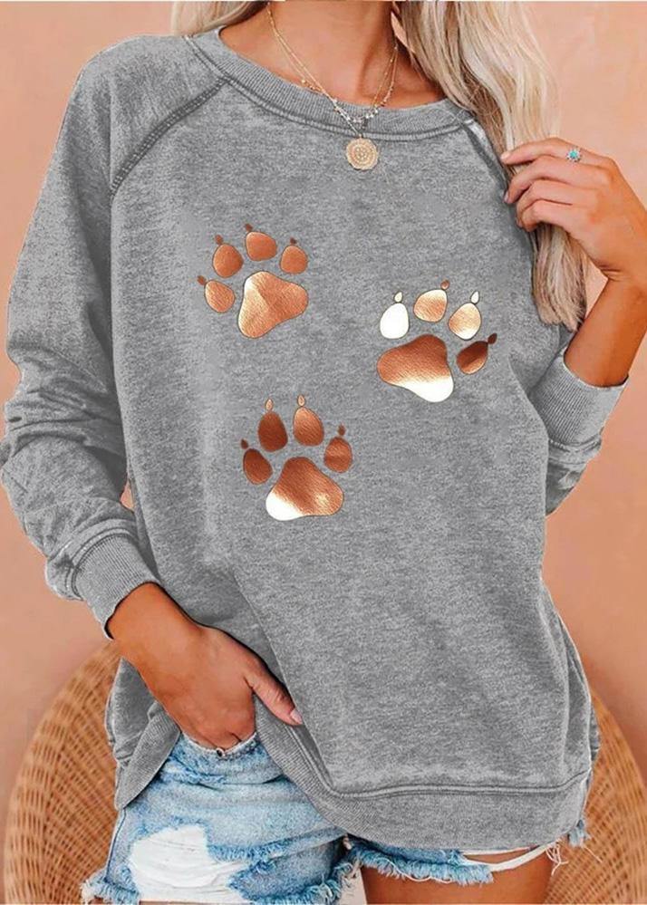 Dog Footprints Print Sweatshirt Women - SooLinen