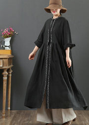 Elegant Black Clothes O Neck Cinched A Line Spring Dresses - SooLinen