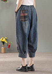 Elegant Blue Pockets Patchwork Fall Harem Denim Pants - SooLinen