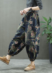 Elegante Blue Print Denim Laternenhose Spring