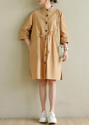 Elegant Button Down Holiday Cotton Dress - SooLinen