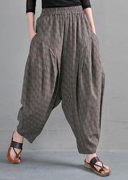 Elegant Grey High Waist Cotton Linen lantern  Pants Summer - SooLinen