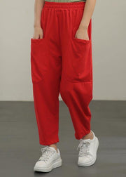 Elegant Red crop Harem  Pants Summer - SooLinen