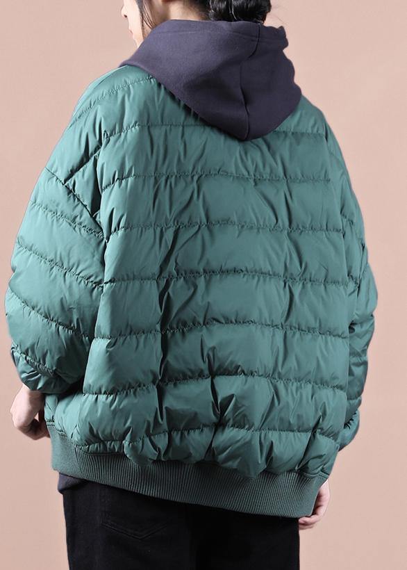 Elegant green down coat winter plus size down jacket Large pockets Elegant Jackets - SooLinen