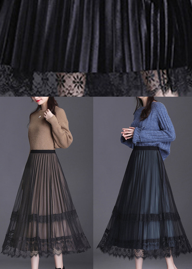 Fashion Blue Tulle Patchwork A Line Fall Wear on both sides Skirt