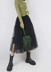 Fashion Green Patchwork tulle a line skirts Spring