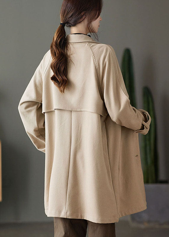 Fashion Khaki button Peter Pan Collar Pockets trench coats Spring