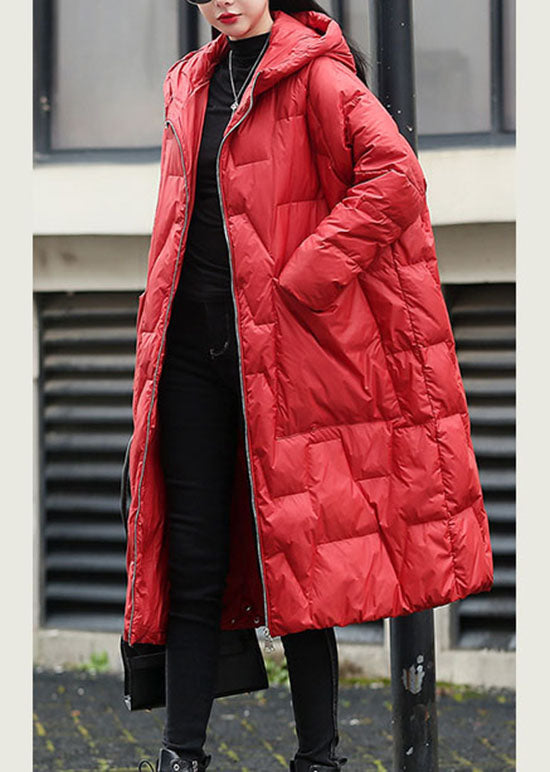 Fashion Red Hooded thick Duck Down Winter down coat