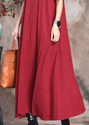 Fashion Red retro Knit slim fit Fall Long Sweater Dress