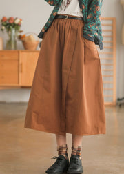 Fashion Chocolate elastic waist Sashes Asymmetrical Skirts Spring