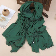 Female bib Korean wild long shawl wild green silk scarf - SooLinen