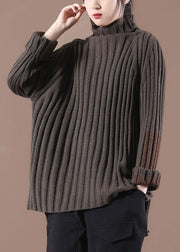 Fine Chocolate Long Sleeve Low High Fall Cozy Sweater - SooLinen