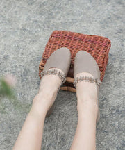 Fine Flats Beige Cowhide Leather Penny Loafers - SooLinen