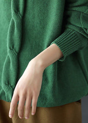 Fine Green Turtle Neck Loose Knit Sweater Tops Winter