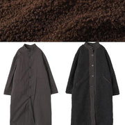 Fine plus size mid-length coats woolen outwear chocolate o neck two ways to wear coats - SooLinen