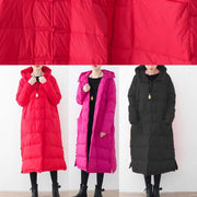 Feine rosarote Puffers Jacken Locker sitzende Daunenjacke Neue Winteroberbekleidung mit Kapuze Chinesischer Knopf