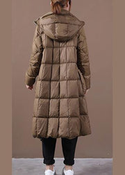 Fine Trendy Plus Size Cotton Jacket Winter Outwear Chocolate Hooded Zippered Cotton Coat - SooLinen