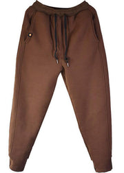 Taillierte rote elastische Taille Cinched Warm Fleece Pants Winter