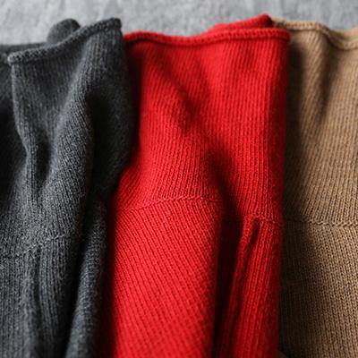 For Spring Turtleneck red knitwear fashion patchwork knitted pullover - SooLinen