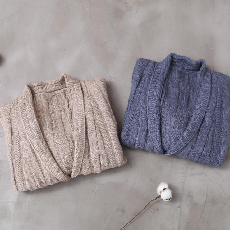 For Work blue knit cardigans fall fashion winter asymmetric knitwear - SooLinen