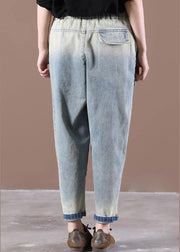 French Spring Wide Leg Pants Unique Blue Work Pant - SooLinen