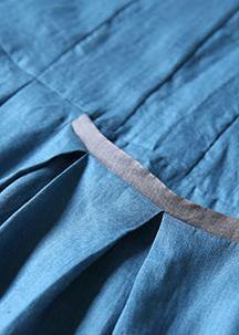 French blue linen clothes For Women big hem A Line summer Dress - SooLinen