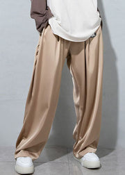 French Chocolate drawstring Pockets wide leg Pants Spring