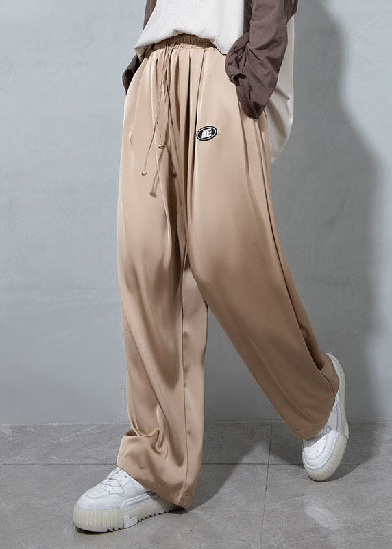 French Chocolate drawstring Pockets wide leg Pants Spring