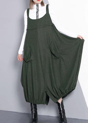 French green cotton tunics for women sleeveless Maxi fall Dresses - SooLinen