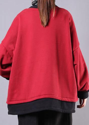 French o neck pockets cotton box top Sewing red tops - SooLinen