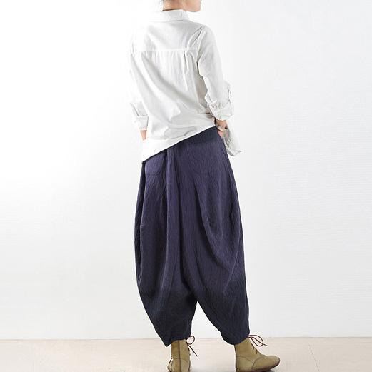 Farbverlauf blaue Haremshose Boho Leinenhose lockere Hose plus Größe