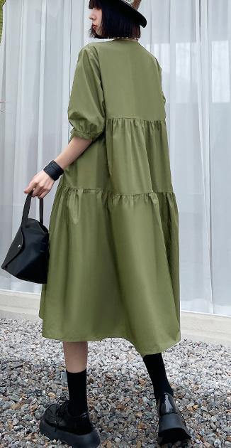 Grass Green Detachable Vest Dress Two Piece Suit - SooLinen