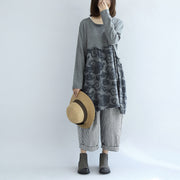 Gray clouds print patchwork winter dresses plus size sweat dress cotton maternity clothing