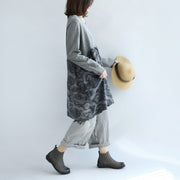 Gray clouds print patchwork winter dresses plus size sweat dress cotton maternity clothing