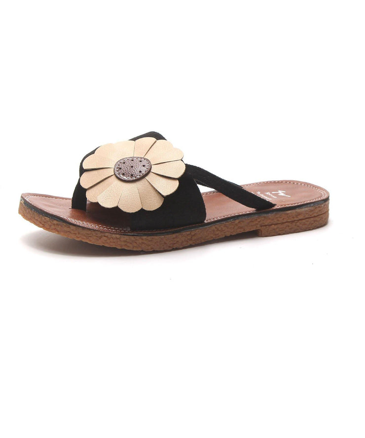 Green Floral Thong Sandals - SooLinen