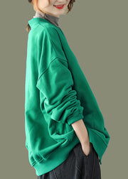 Green Pockets Knitted Patchwork Coats Long Sleeve