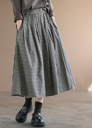 Handmade Black Plaid Circle A Line Casual Fall Skirts