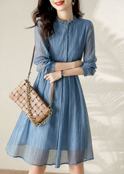 Handmade Blue Ruffled Button Holiday Dress Spring