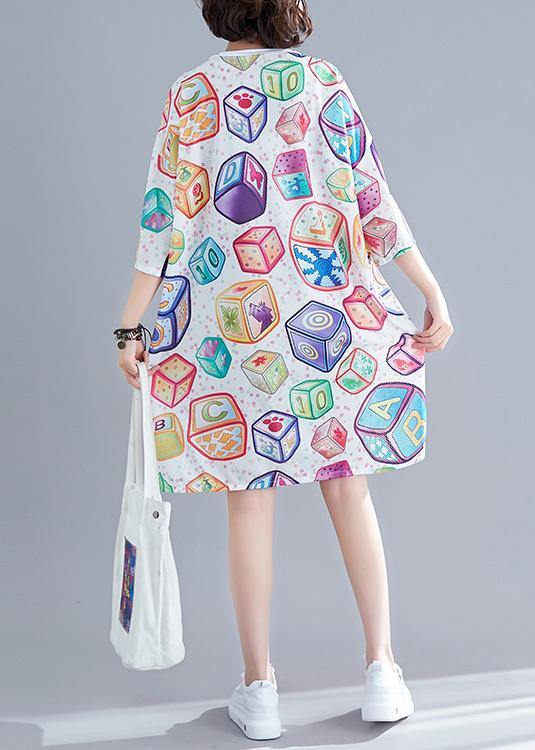 Handmade Cartoon print Cotton clothes half sleeve daily summer Dress - SooLinen