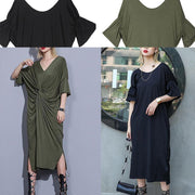 Handmade arm green cotton clothes For Women two ways to wear  Kaftan summer Dress - SooLinen