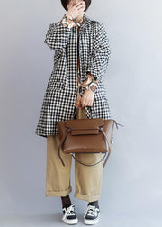 Handmade black white plaid Fashion outfit Tutorials thick winter women coats - SooLinen