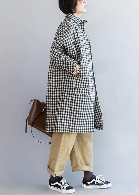 Handmade black white plaid Fashion outfit Tutorials thick winter women coats - SooLinen