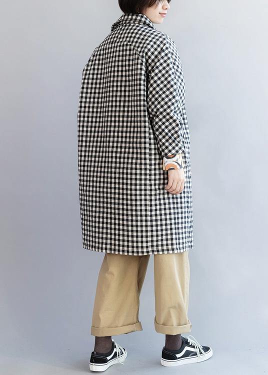 Handmade black white plaid Fashion outfit Tutorials thick winter women coats - SooLinen